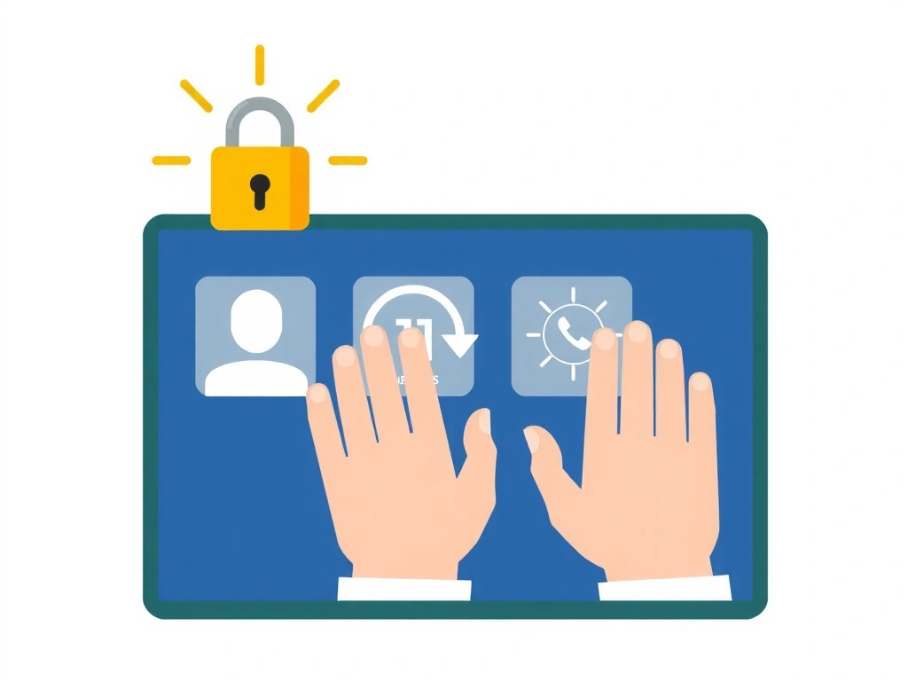 Ilustrație a drepturilor utilizatorilor cu un ecran și simboluri de control