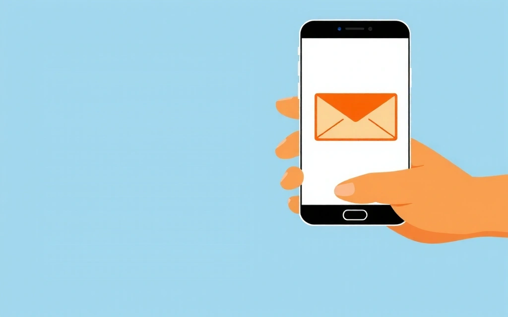 Imagine a unei mâini care ține un smartphone cu o pictogramă de e-mail pe ecran, simbolizând contactul